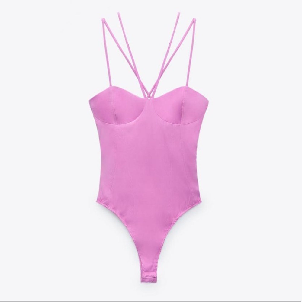 NWT Zara Strappy Satin Effect Body Suit